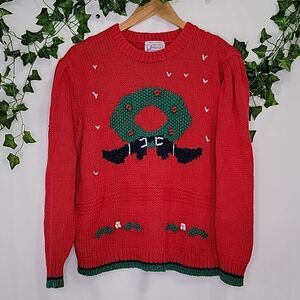 Windcrest. Vintage. Christmas Sweater. Hand knitted. Size Large. EUC